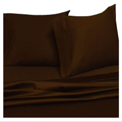 Royal Hotel Bedding Cotton Sheets, 4PC Bed Sheet Set, 100% Cotton, 300 Thread Count, Sateen Solid, Deep Pocket - Chocolate - King Size