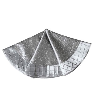 Gireshome 42" Silvery Faux Silk Sparkle Glitter Sequin with Handcraft Pintuck Border Christmas Tree Skirt Xmas Tree Decoration Merry Christmas Supplies Christmas Decoration