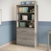 NBF 3 Shelf Bookcase - Office Bookcase with Laminate Finish - 82.5 lb Capacity Bookshelf for Office - Heavy Duty Bookcase with 2 Adjustable Shelves - 19" D x 36" W x 42.13" H, Gray view 2