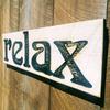 Relax Sign Horizontal - Carved in a Wood Board | Rustic Distressed | Farmhouse Style | Bathroom Spa Decor | Handmade in NC view 1