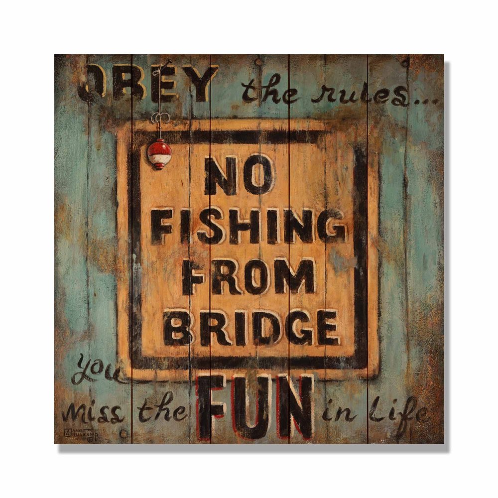Wile E. Wood Kruskamp's Obey The Rules Wood Wall Art, Tan