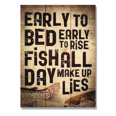 Wile E. Wood Early to Bed Wood Wall Art, 11x15, Tan