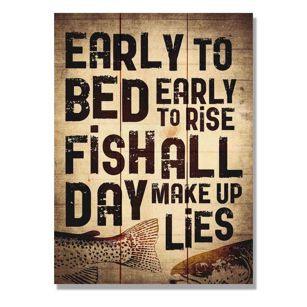Wile E. Wood Early to Bed Wood Wall Art, 11x15, Tan