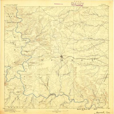 YellowMaps Burnet TX topo map, 1:125000 Scale, 30 X 30 Minute, Historical, 1887, 19.6 x 16.6 in - Polypropylene