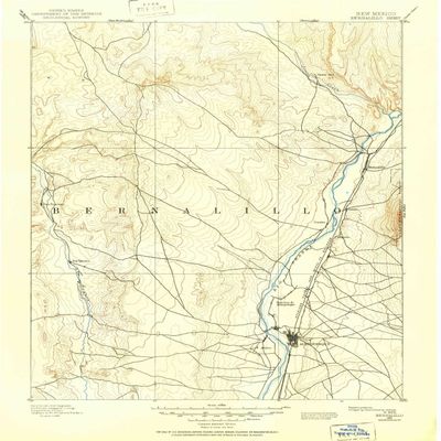 YellowMaps Bernalillo NM topo map, 1:125000 Scale, 30 X 30 Minute, Historical, 1888, Updated 1951, 20.4 x 17.1 in - Polypropylene