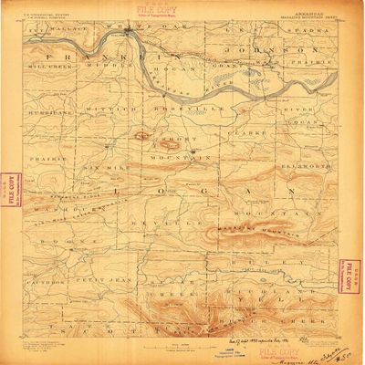 YellowMaps Magazine Mountain AR topo map, 1:62500 Scale, 15 X 15 Minute, Historical, 1887, 20.2 x 16.6 in - Polypropylene
