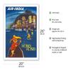 Hong Kong - Maharaja Mascot - Air India - Vintage Airline Travel Poster by J. B. Cowasji c.1950s - Fine Art Matte Paper Print (Unframed) 20x26in view 2