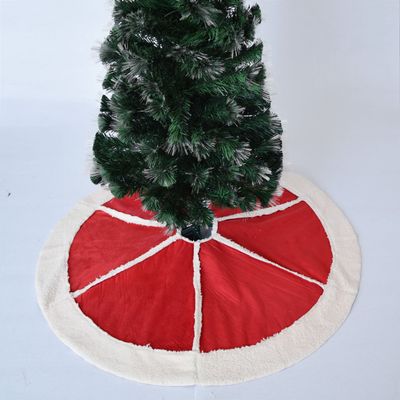 Gireshome 42" Red suede sherpa patchwork Christmas tree Skirt sherpa border XMAS Tree Decoration Merry Christmas Supplies Christmas Decoration