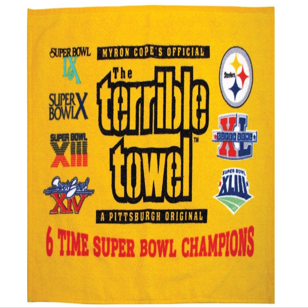 Alberts Gifts Terrible Towel 6X SB Champs Yellow Acrylic Sports Fan Rally Towel