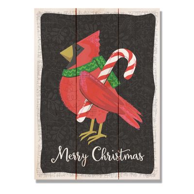 Wile E. Wood Christmas Cardinal Wood Wall Art, 11x15, Tan