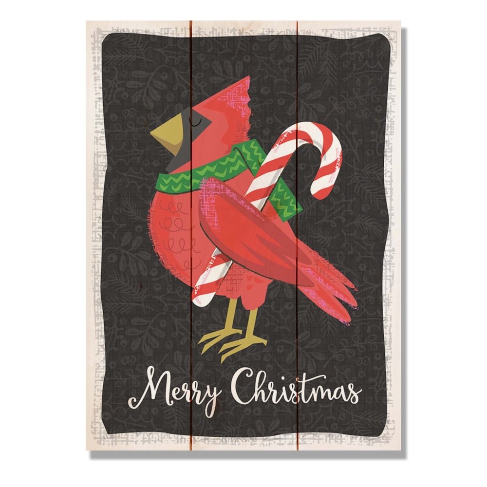 Wile E. Wood Christmas Cardinal Wood Wall Art, 11x15, Tan