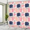 Ambesonne Navy and Blush Shower Curtain, Hand Painted Style Brushstrokes in Pastel Colors Abstract Pattern, Cloth Fabric Bathroom Decor Set with Hooks, 69" W x 75" L, Blue Pastel Pink view 4