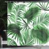 Ambesonne Palm Leaf Shower Curtain, Realistic Vivid Leaves of Palm Tree Growth Ecology Botany Themed Print, Cloth Fabric Bathroom Decor Set with Hooks, 69" W x 70" L, Fern Green White view 3