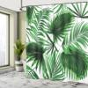 Ambesonne Palm Leaf Shower Curtain, Realistic Vivid Leaves of Palm Tree Growth Ecology Botany Themed Print, Cloth Fabric Bathroom Decor Set with Hooks, 69" W x 70" L, Fern Green White view 4