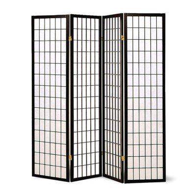 3 to 10 Panel Room Divider Square Design Black (4 Panel)