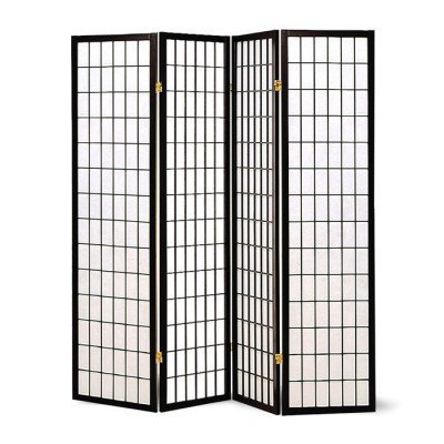 3 to 10 Panel Room Divider Square Design Black (4 Panel)