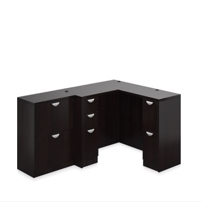 OTG Espresso Superior Laminate Corner Desk and File Cabinet Layout SL-N
