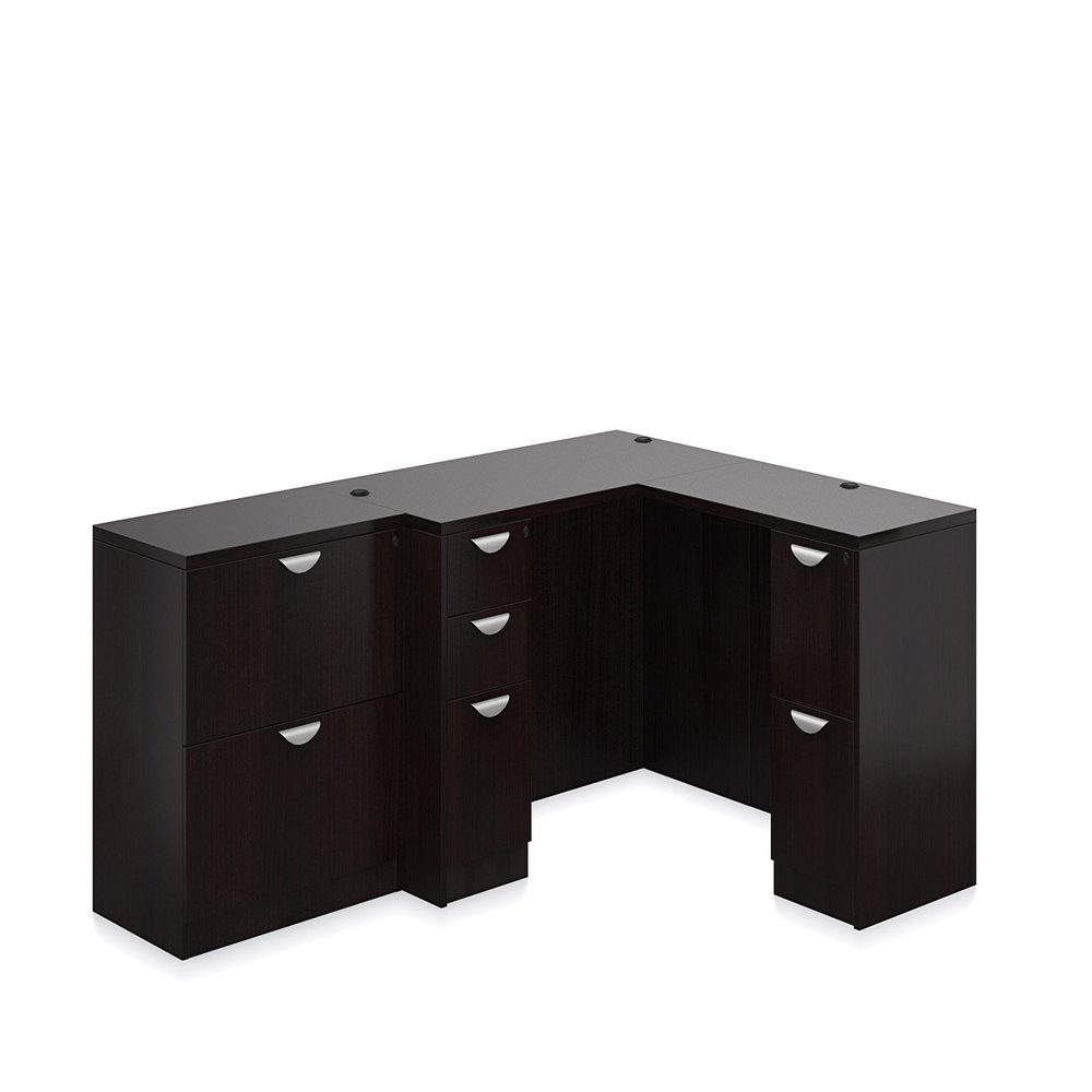 OTG Espresso Superior Laminate Corner Desk and File Cabinet Layout SL-N