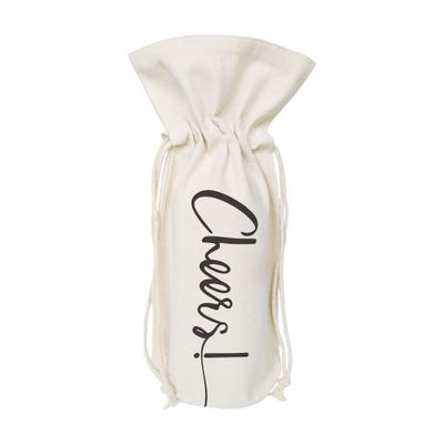 The Cotton & Canvas Co. Cheers! Wine Bag, Bottle Cover, Party Table Decoration and Holiday Gift Bag