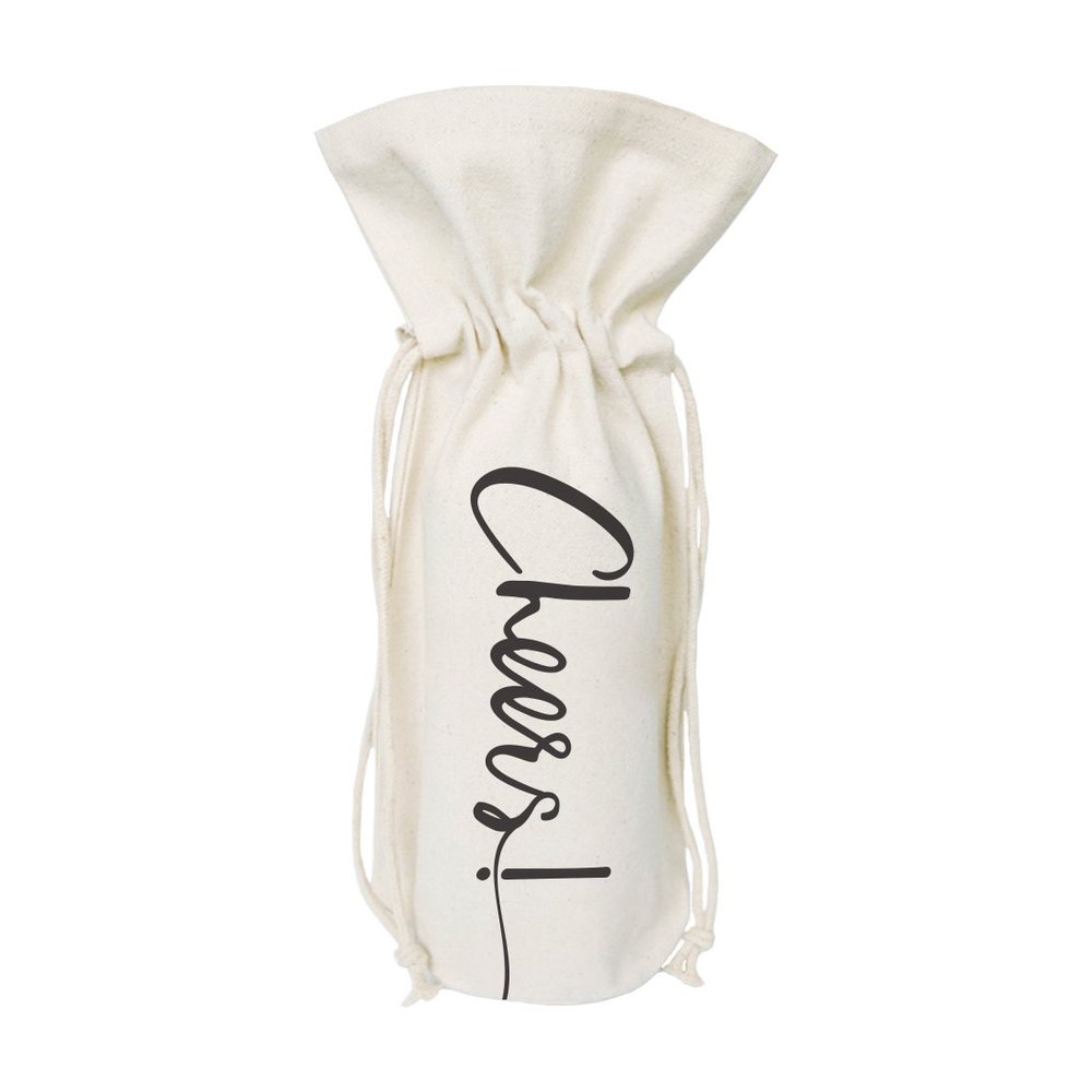The Cotton & Canvas Co. Cheers! Wine Bag, Bottle Cover, Party Table Decoration and Holiday Gift Bag