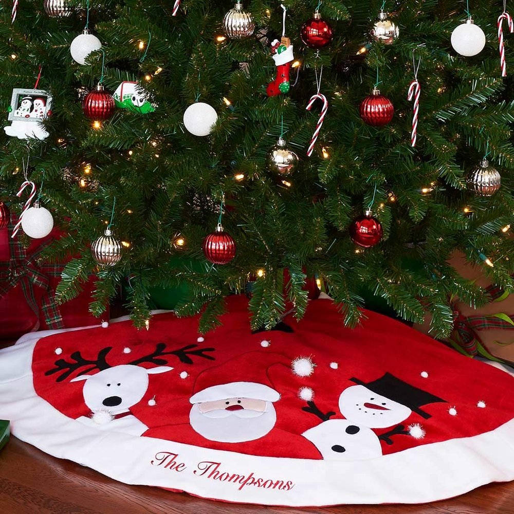 Personalized Christmas Tree Skirt - 60" (Santa, Reindeer, Snowman Tree Skirt)