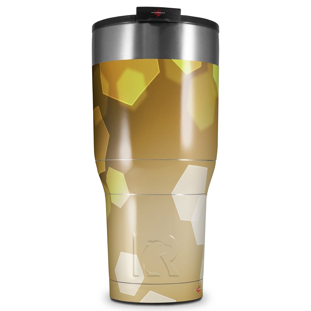 WraptorSkinz Skin Wrap compatible with 2017 and newer RTIC Tumblers 30oz Bokeh Hex Yellow (TUMBLER NOT INCLUDED)