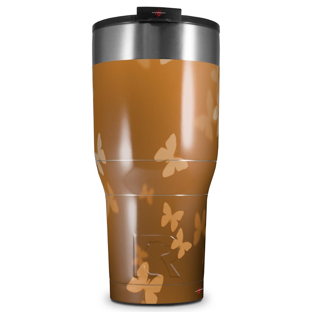 WraptorSkinz Skin Wrap compatible with 2017 and newer RTIC Tumblers 30oz Bokeh Butterflies Orange (TUMBLER NOT INCLUDED)