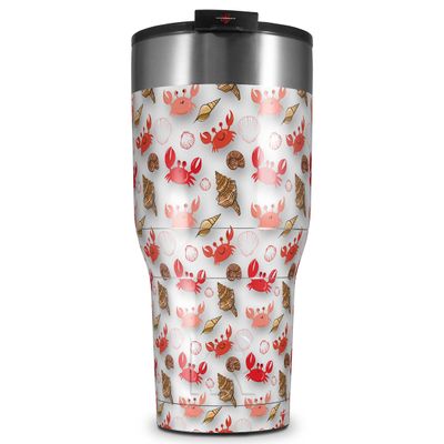 WraptorSkinz Skin Wrap compatible with 2017 and newer RTIC Tumblers 30oz Crabs and Shells White (TUMBLER NOT INCLUDED)