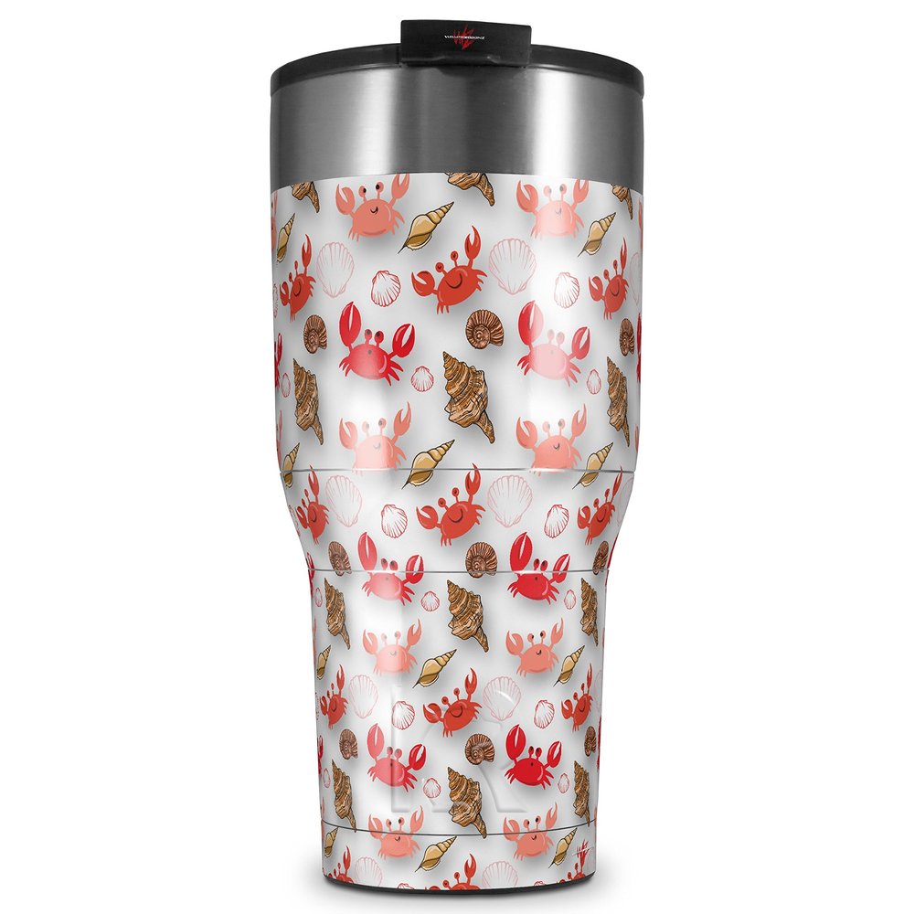 WraptorSkinz Skin Wrap compatible with 2017 and newer RTIC Tumblers 30oz Crabs and Shells White (TUMBLER NOT INCLUDED)