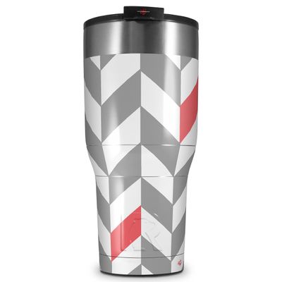 WraptorSkinz Skin Wrap compatible with 2017 and newer RTIC Tumblers 30oz Chevrons Gray And Coral (TUMBLER NOT INCLUDED)