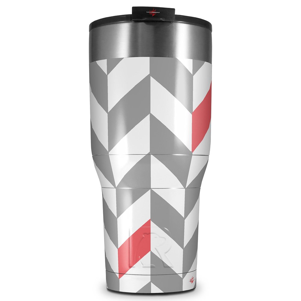 WraptorSkinz Skin Wrap compatible with 2017 and newer RTIC Tumblers 30oz Chevrons Gray And Coral (TUMBLER NOT INCLUDED)