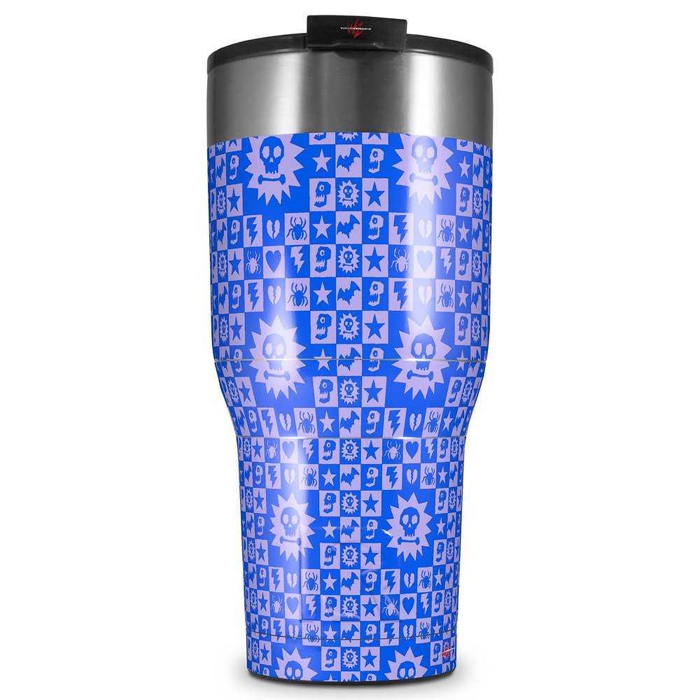 WraptorSkinz Skin Wrap compatible with 2017 and newer RTIC Tumblers 30oz Gothic Punk Pattern Blue (TUMBLER NOT INCLUDED)