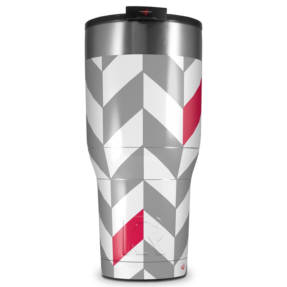WraptorSkinz Skin Wrap compatible with 2017 and newer RTIC Tumblers 30oz Chevrons Gray And Raspberry (TUMBLER NOT INCLUDED)