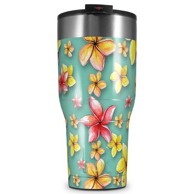 WraptorSkinz Skin Wrap compatible with 2017 and newer RTIC Tumblers 30oz Beach Flowers Seafoam Green (TUMBLER NOT INCLUDED)