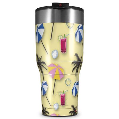 WraptorSkinz Skin Wrap compatible with 2017 and newer RTIC Tumblers 30oz Beach Party Umbrellas Yellow Sunshine (TUMBLER NOT INCLUDED)