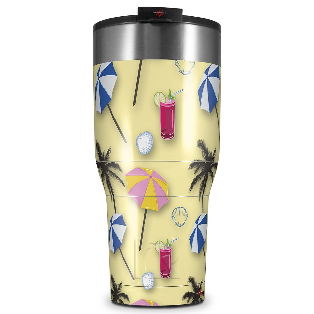 WraptorSkinz Skin Wrap compatible with 2017 and newer RTIC Tumblers 30oz Beach Party Umbrellas Yellow Sunshine (TUMBLER NOT INCLUDED)