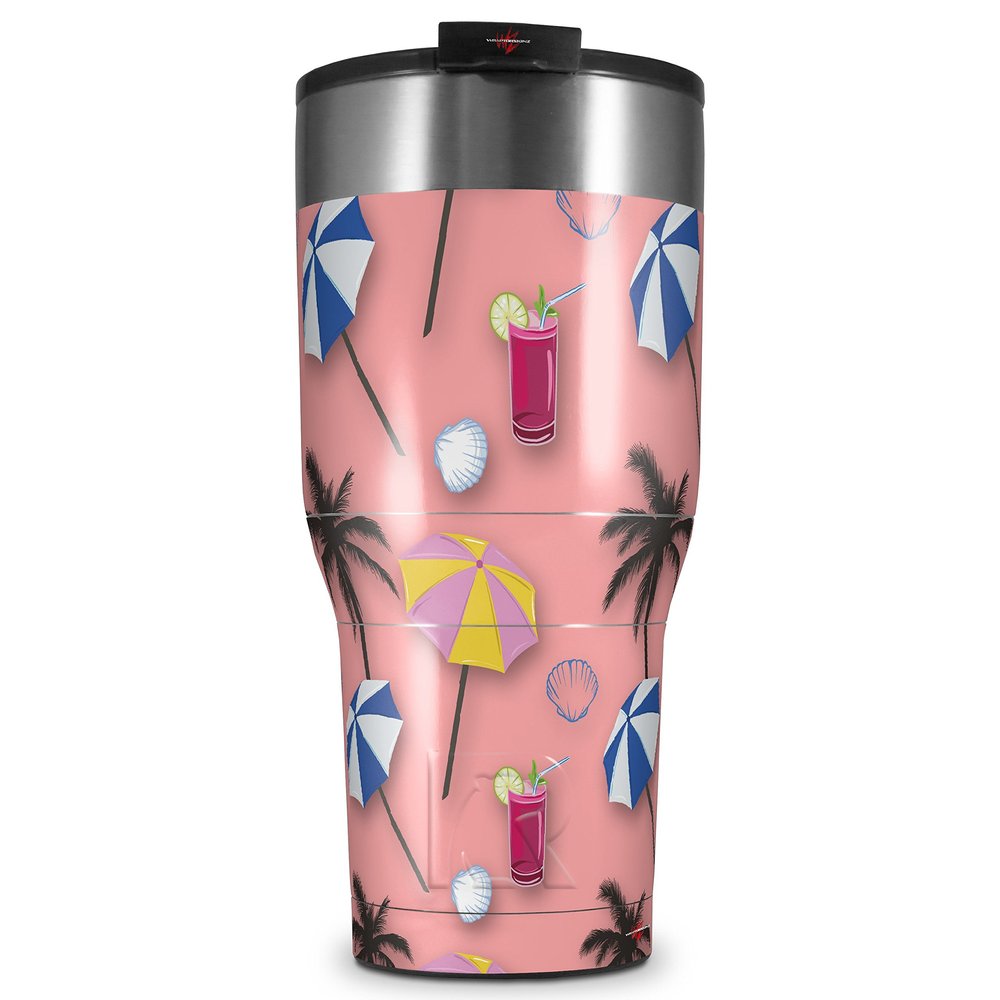WraptorSkinz Skin Wrap compatible with 2017 and newer RTIC Tumblers 30oz Beach Party Umbrellas Pink (TUMBLER NOT INCLUDED)