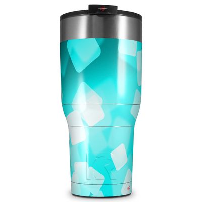 WraptorSkinz Skin Wrap compatible with 2017 and newer RTIC Tumblers 30oz Bokeh Squared Neon Teal (TUMBLER NOT INCLUDED)