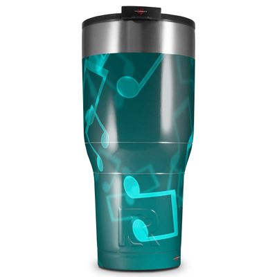 WraptorSkinz Skin Wrap compatible with 2017 and newer RTIC Tumblers 30oz Bokeh Music Neon Teal (TUMBLER NOT INCLUDED)