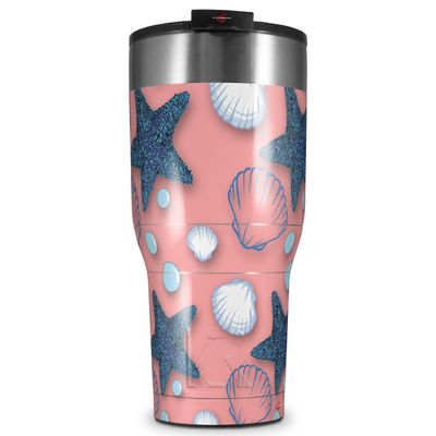 WraptorSkinz Skin Wrap compatible with 2017 and newer RTIC Tumblers 30oz Starfish and Sea Shells Pink (TUMBLER NOT INCLUDED)