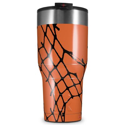 WraptorSkinz Skin Wrap compatible with 2017 and newer RTIC Tumblers 30oz Ripped Fishnets Orange (TUMBLER NOT INCLUDED)