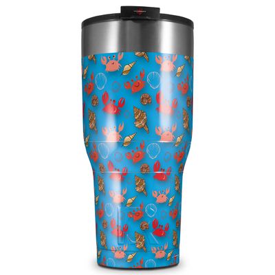 WraptorSkinz Skin Wrap compatible with 2017 and newer RTIC Tumblers 30oz Crabs and Shells Blue Medium (TUMBLER NOT INCLUDED)