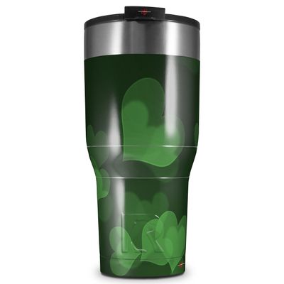 WraptorSkinz Skin Wrap compatible with 2017 and newer RTIC Tumblers 30oz Bokeh Hearts Green (TUMBLER NOT INCLUDED)