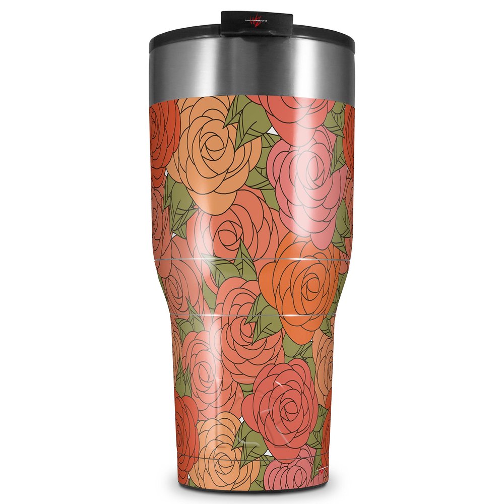 WraptorSkinz Skin Wrap compatible with 2017 and newer RTIC Tumblers 30oz Flowers Pattern Roses 06 (TUMBLER NOT INCLUDED)