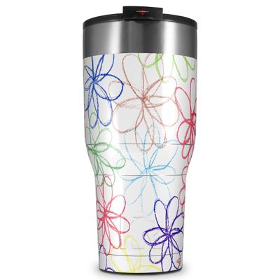 WraptorSkinz Skin Wrap compatible with 2017 and newer RTIC Tumblers 30oz Kearas Flowers on White (TUMBLER NOT INCLUDED)