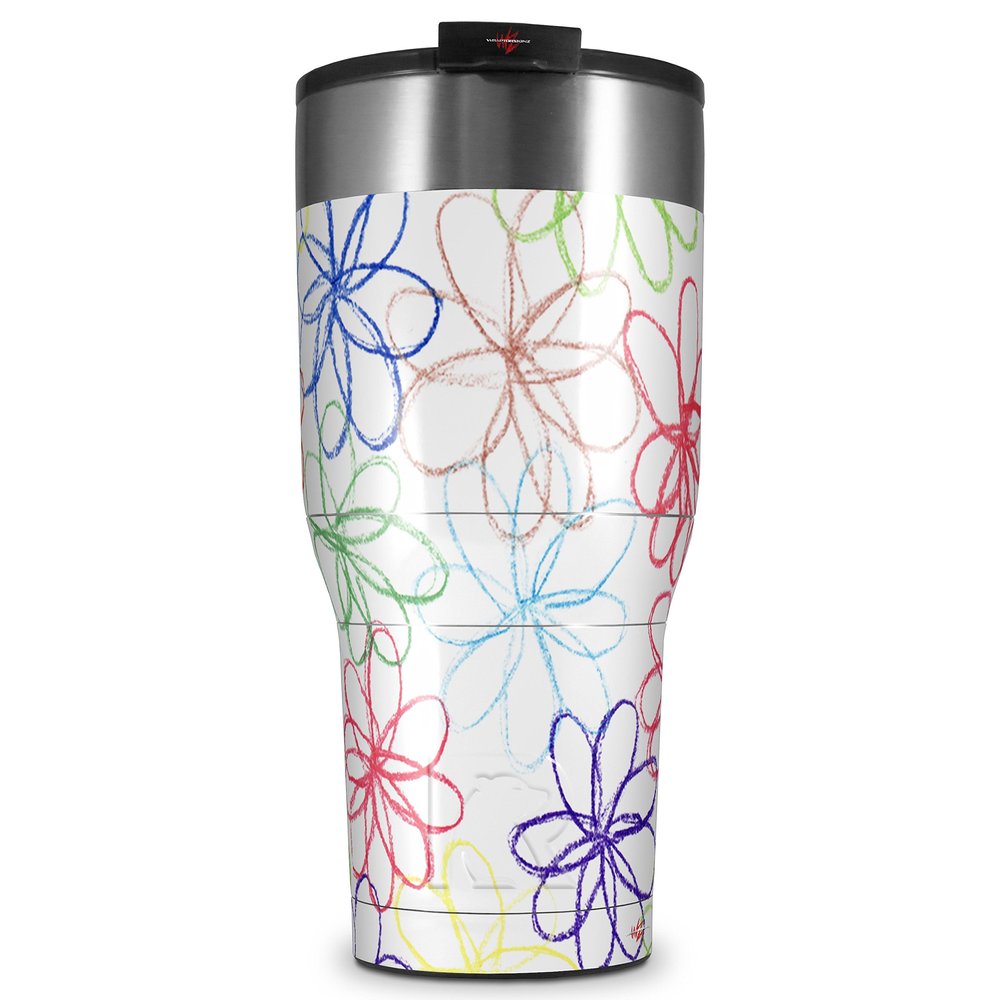 WraptorSkinz Skin Wrap compatible with 2017 and newer RTIC Tumblers 30oz Kearas Flowers on White (TUMBLER NOT INCLUDED)