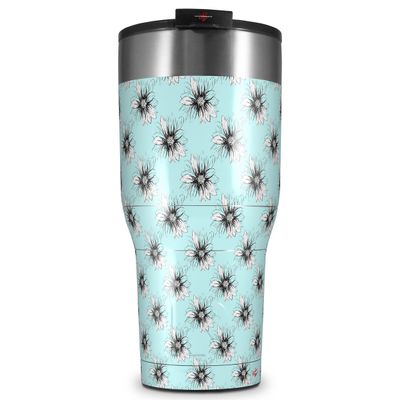 WraptorSkinz Skin Wrap compatible with 2017 and newer RTIC Tumblers 30oz Kearas Daisies Seafoam (TUMBLER NOT INCLUDED)