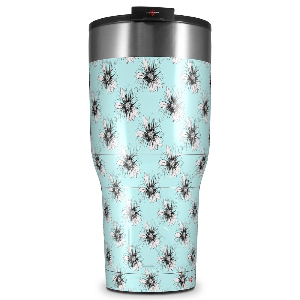 WraptorSkinz Skin Wrap compatible with 2017 and newer RTIC Tumblers 30oz Kearas Daisies Seafoam (TUMBLER NOT INCLUDED)