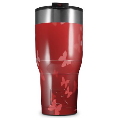 WraptorSkinz Skin Wrap compatible with 2017 and newer RTIC Tumblers 30oz Bokeh Butterflies Red (TUMBLER NOT INCLUDED)