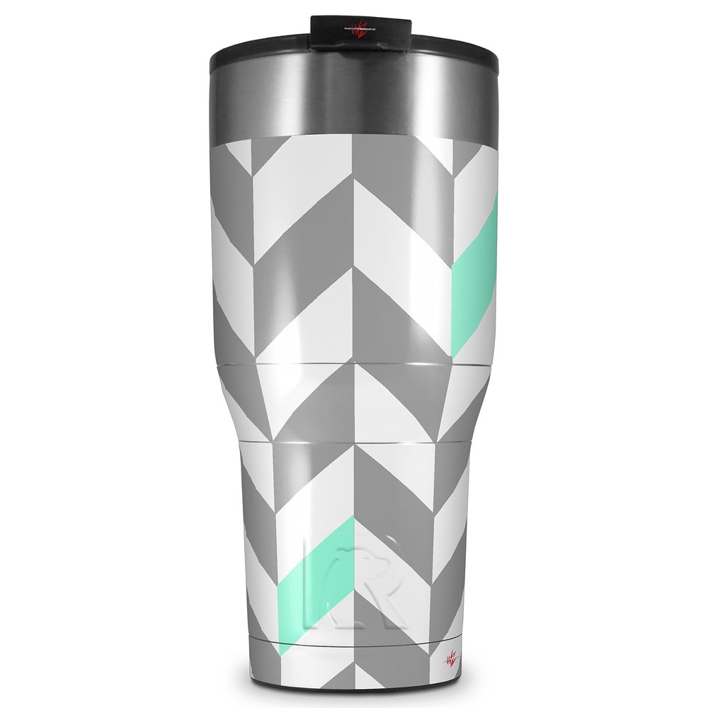 WraptorSkinz Skin Wrap compatible with 2017 and newer RTIC Tumblers 30oz Chevrons Gray And Seafoam (TUMBLER NOT INCLUDED)
